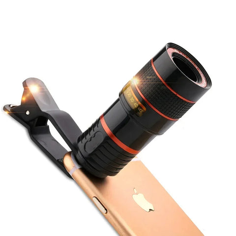 8x–12x Zoom Telephoto Lens for Smartphone – Monocular Optical Telescope with Clip