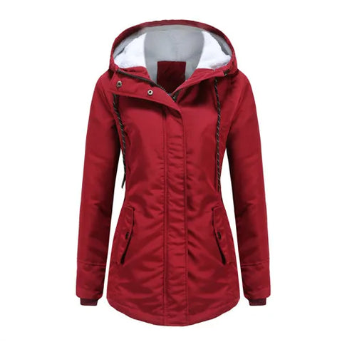Women's Warm Hooded Parka – Thick Plush Mid-Length Winter Coat (S–5XL)