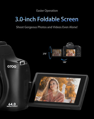 Ordro G700 4K Digital Camera – 12x Optical Zoom Camcorder for Photography & Vlogging
