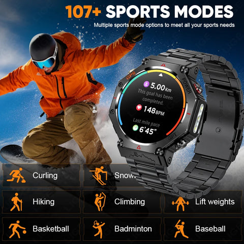 LIGE 2025 GPS Smartwatch for Men – Outdoor Sport Watch with AI Assistant, Compass, Altimeter, Barometer, and 3ATM Waterproof Protection