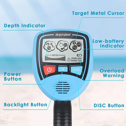MD-1012 Kids Metal Detector – Lightweight Gold & Treasure Finder with LCD Display, Adjustable Height, and Audio Alerts