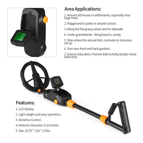7.4" Waterproof Kids Metal Detector – Lightweight, Adjustable Gold Finder with LCD Screen (24"–35")