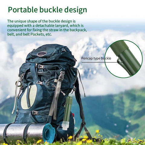 Filterwell Mini Carbon Survival Water Purifier Straw – Triple Filtration Emergency Water Filter for Camping, Hiking, and Outdoor Use (4000L Capacity)
