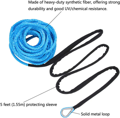 15M Synthetic Winch Rope – 10,000LBS Recovery Cable (5mm) for 4WD, ATV, SUV, Truck, Boat