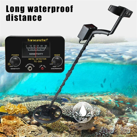 TC-200 Advanced Metal Detector – Adjustable Underground Gold & Metal Tracker with Waterproof Search Coil