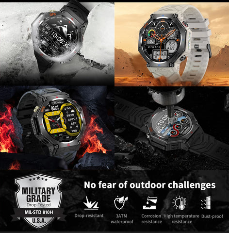 LIGE 2025 GPS Smartwatch for Men – Outdoor Sport Watch with AI Assistant, Compass, Altimeter, Barometer, and 3ATM Waterproof Protection