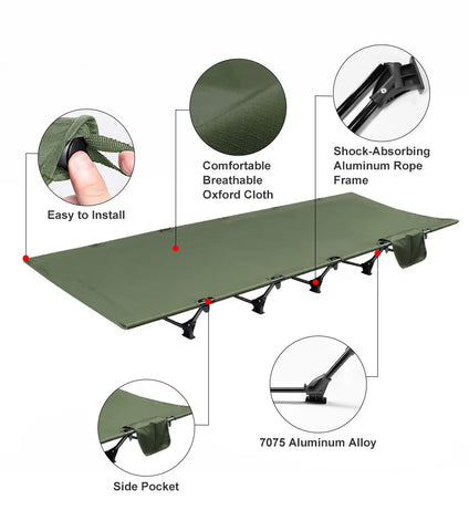 WESTTUNE Camping Cot – Portable Folding Bed for Outdoor Adventures