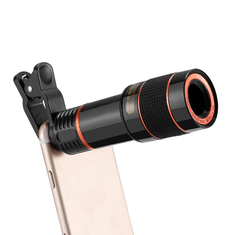 8x–12x Zoom Telephoto Lens for Smartphone – Monocular Optical Telescope with Clip