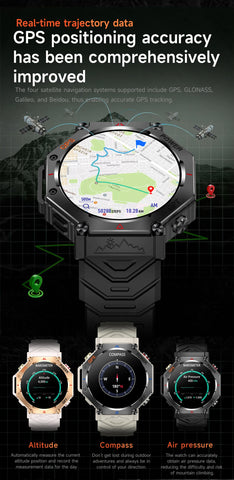 LIGE 2025 GPS Smartwatch for Men – Outdoor Sport Watch with AI Assistant, Compass, Altimeter, Barometer, and 3ATM Waterproof Protection