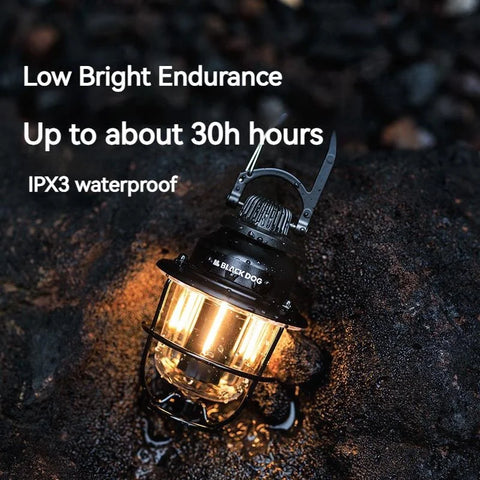 Naturehike Blackdog Camping Hanging Light – Portable Vintage LED Tent Lantern, IPX3 Waterproof, Ultralight 155g with 2000mAh Battery