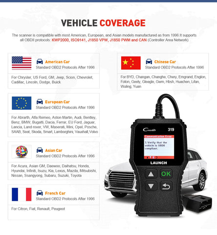 On-Board Diagnostic II Launch X431 CR319 OBDII Scanner – Professional Automotive Code Reader