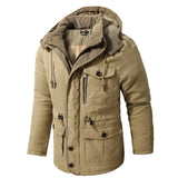 Men’s Hooded Winter Jacket – Thick Lamb Fleece Lining, Multi-Pocket,