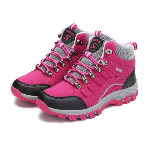 Women’s Outdoor Leather Hiking Boots – Ankle-High, Breathable, Lightweight Trekking Shoes