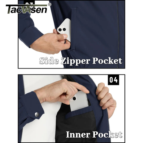 TACVASEN Men’s Lightweight Bomber Jacket – Casual Zip-Up Workwear for Spring & Fall, Water-Resistant Outdoor Windbreaker
