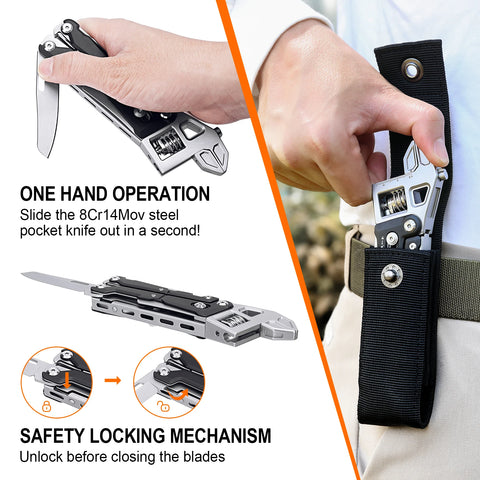 NexTool W4 11-in-1 Multi-Tool – Adjustable Wrench, Pliers, Knife & Saw | Compact Survival Hand Tool