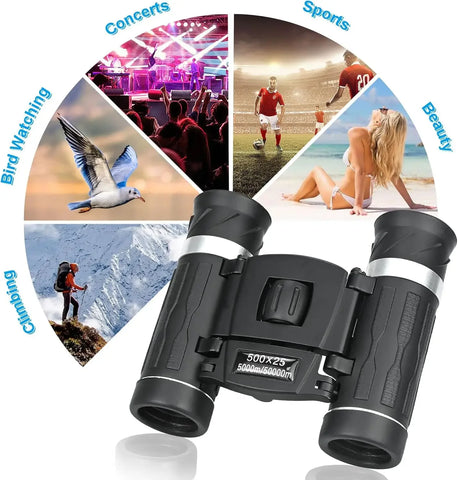 500x25 HD Zoom Binoculars – Compact Long-Range Telescope with BAK4 Prism & Waterproof Design (5000M/50000M Range)