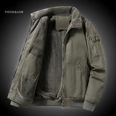 Men's Pilot Bomber Jacket – Winter Fleece-Lined Tactical Windbreaker