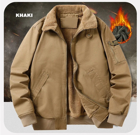 Men's Pilot Bomber Jacket – Winter Fleece-Lined Tactical Windbreaker