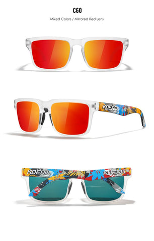 KDEAM Polarized Sunglasses – Unisex Square Frame UV400 Outdoor Eyewear (Red Mirror Lens, Model KD332)