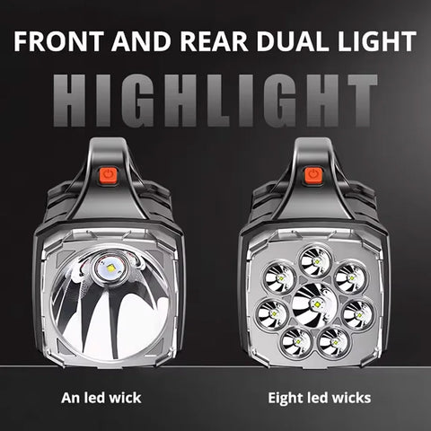 Powerful LED Flashlight – USB + Solar Rechargeable Camping Torch & Power Bank
