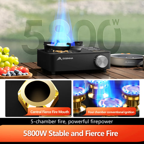 BISINNA Camping Gas Stove – 5800W High Firepower Outdoor Portable Burner