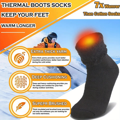 Winter Thermal Socks for Men & Women – Insulated Cold Weather Hiking Socks (Multiple Pairs Available)