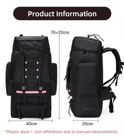 130L Waterproof Hiking Backpack – Heavy-Duty Outdoor Rucksack with Reflective Safety Strips & Molle System
