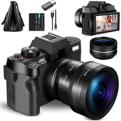 G-Anica 4K Compact Digital Camera – 48MP Vlogging Camera with Flip Screen, Wide-Angle & Macro Lens, WiFi, PC Webcam Mode