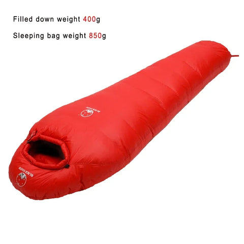 BLACKSNOW White Goose Down Mummy Sleeping Bag – Ultra-Warm, Lightweight, Winter-Ready (4 Thickness Options)