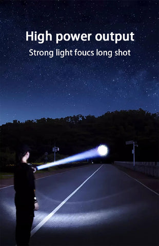 9000000LM Rechargeable Tactical LED Flashlight – 600W, Long-Range Beam, 12000mAh Power Bank, Waterproof & Zoomable