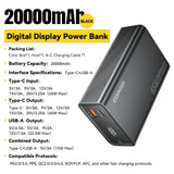 Essager 20000mAh 65W PD Power Bank – Fast Charging Portable Battery with Built-in Cables & LED Lamp
