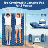 Double Camping Air Mattress with Built-In Pillows – Ultralight Inflatable Sleeping Pad for 2 – Waterproof, Compact & Durable