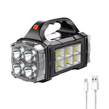 Powerful LED Flashlight – USB + Solar Rechargeable Camping Torch & Power Bank