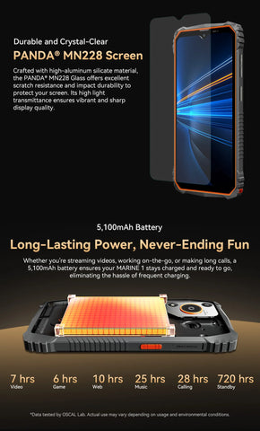 Blackview Oscal MARINE 1 Rugged Smartphone – 6.56" HD+ 90Hz Display, Android 15, 5100mAh Battery, IP68 Waterproof, 12GB RAM + 128GB ROM