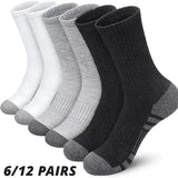 6 or 12 Pairs Men's Outdoor Crew Socks – Breathable, Durable, and Comfortable Fit