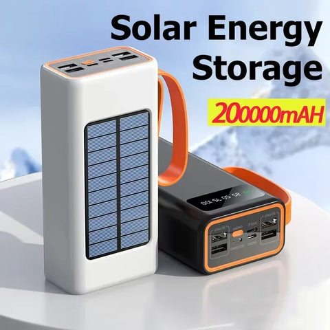 Xiaomi 200000mAh Solar Power Bank – Ultra-High Capacity with Built-in Cables, LED Light & Quick Charge