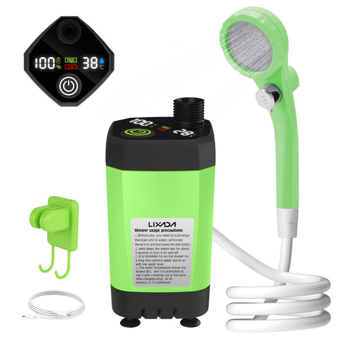 LIXADA Digital Camping Shower Kit – 6000mAh Portable Outdoor Shower with Intelligent Display for RV & Camping