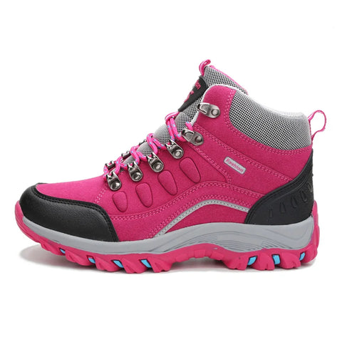 Women’s Outdoor Leather Hiking Boots – Ankle-High, Breathable, Lightweight Trekking Shoes