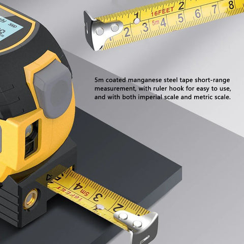 3-in-1 Digital Laser Rangefinder with 5M Tape Measure & LCD Display – 40m/60m Distance Measuring Tool