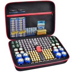 Battery Organizer Case with Tester – Large Capacity Storage Holder for Home & Garage