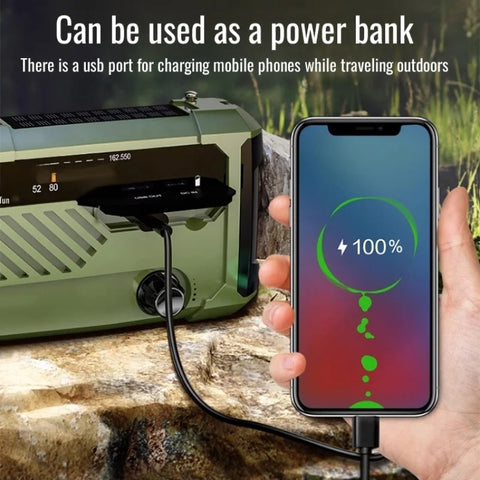 Hand Crank Emergency Weather Radio with Bluetooth – Solar/USB Rechargeable, Portable Power Bank
