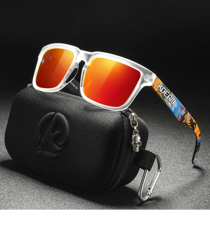 KDEAM Polarized Sunglasses – Unisex Square Frame UV400 Outdoor Eyewear (Red Mirror Lens, Model KD332)