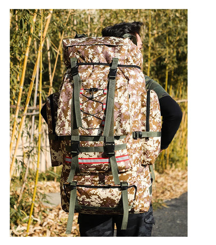 130L Waterproof Hiking Backpack – Heavy-Duty Outdoor Rucksack with Reflective Safety Strips & Molle System