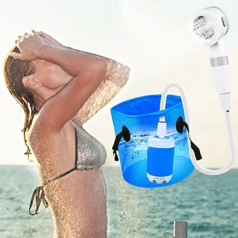 Rechargeable Portable Outdoor Camping Shower – Electric Pump with Digital Display & Accessories (4000mAh Battery)