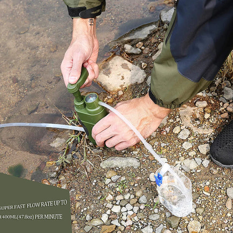 Portable Outdoor Water Filter Pump – Emergency Camping & Survival Water Purifier (5000L Capacity)