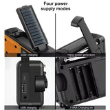 5000mAh Emergency Hand Crank & Solar Radio – AM/FM/SW, NOAA Weather Alerts, Power Bank, LED Flashlight, SOS Alarm
