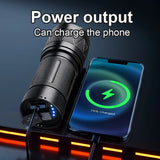 9000000LM Rechargeable Tactical LED Flashlight – 600W, Long-Range Beam, 12000mAh Power Bank, Waterproof & Zoomable