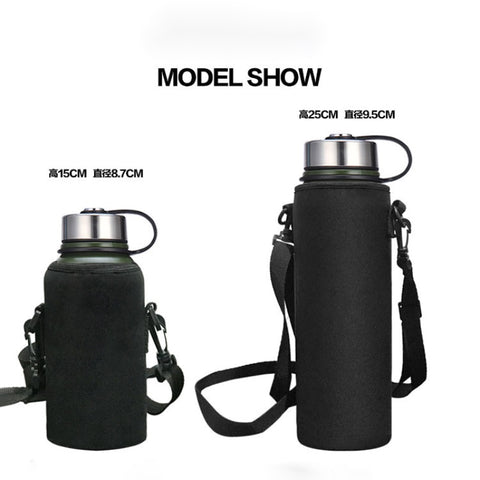 Neoprene Water Bottle Carrier with Strap – Insulated Sleeve for 610ml–1500ml Bottles (Black or Camouflage)