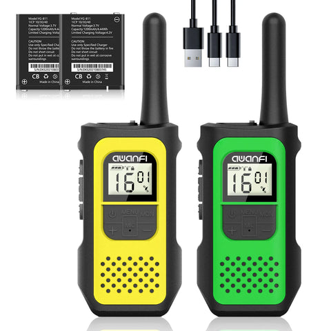 AWANFI Rechargeable Walkie Talkies (2/3/4-Pack) – Long Range 2-Way Radios with 16 Channels, VOX, USB-C Charging – Ideal for Kids & Adults, Outdoor Camping & Hiking