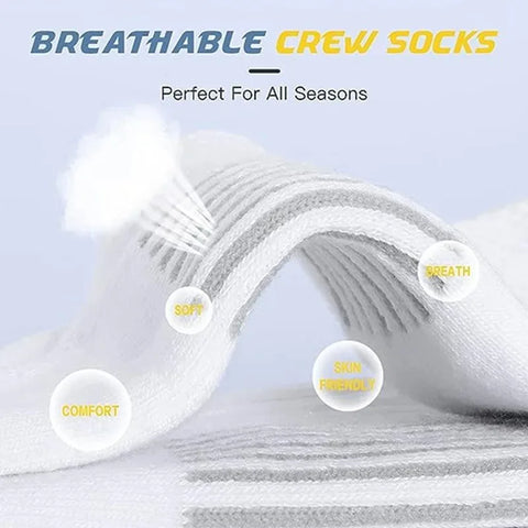 6 or 12 Pairs Men's Outdoor Crew Socks – Breathable, Durable, and Comfortable Fit